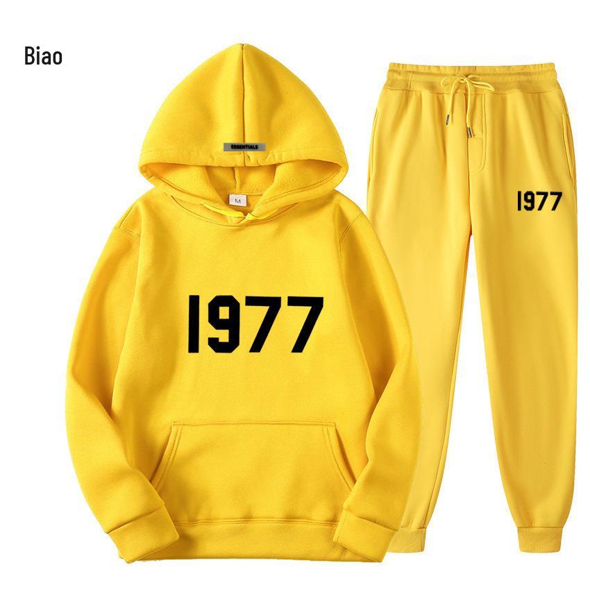 ESSENTIALS 1977 Trendy Fleece Hoodie Set - Unisex Loose Fit Sweatshirt
