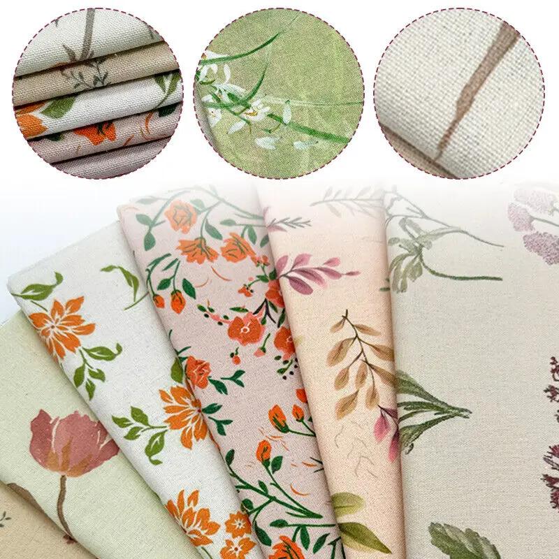 Bomull Linne Tyg Kinesisk Stil Retro Tryckt Klänning Hanfu Sömnad Hantverk DIY Cheongsam Klänning Hanfu Sömnadstyg Kläder Försörjning