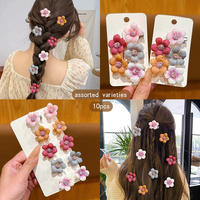 10 Niedliche Bunte Zufällige Blumen Haarspangen für den Täglichen Gebrauch Haarschmuck