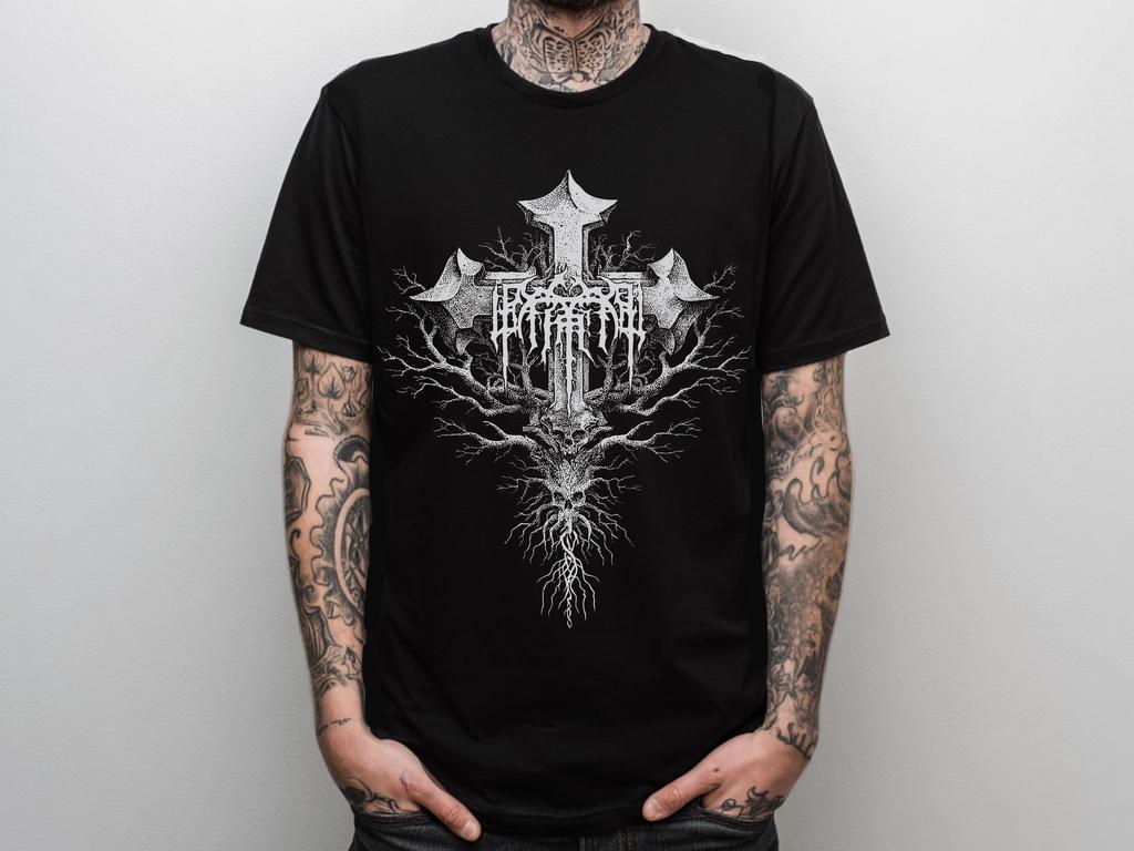 Unisex Gothic Skull Cross Graphic T-Shirt, Y2K Punk Grunge Shirt, Alternative Goth Clothing, Medieval Horror Shirt, Emo Goth Gift For Him