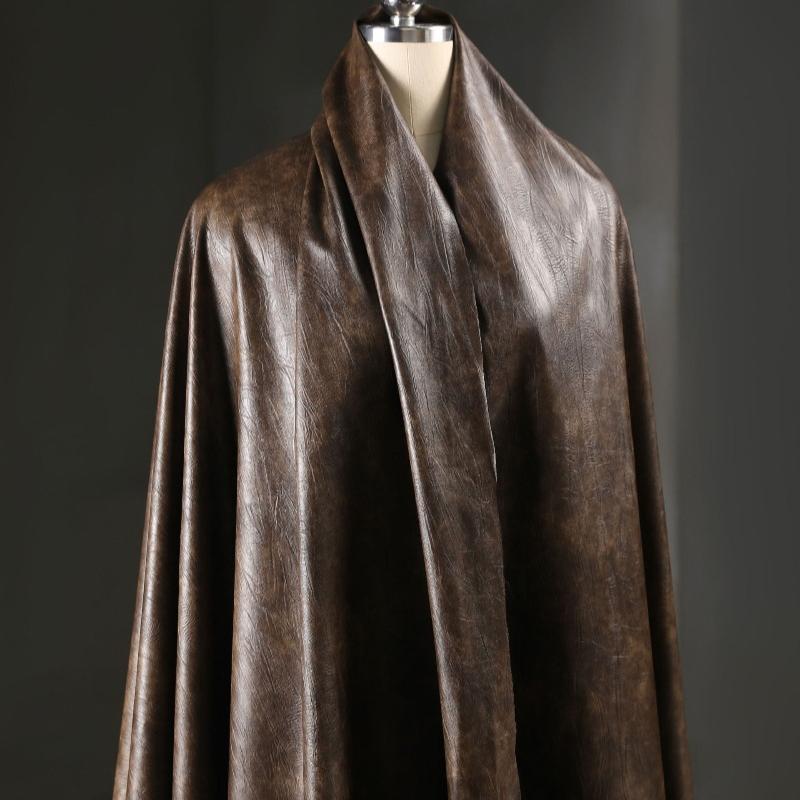 Vintage Distressed PU Leather Fabric Thicken Wrinkled Textured for Diy Sewing Bag Clothing DIY Fashion Designer Material Cloth