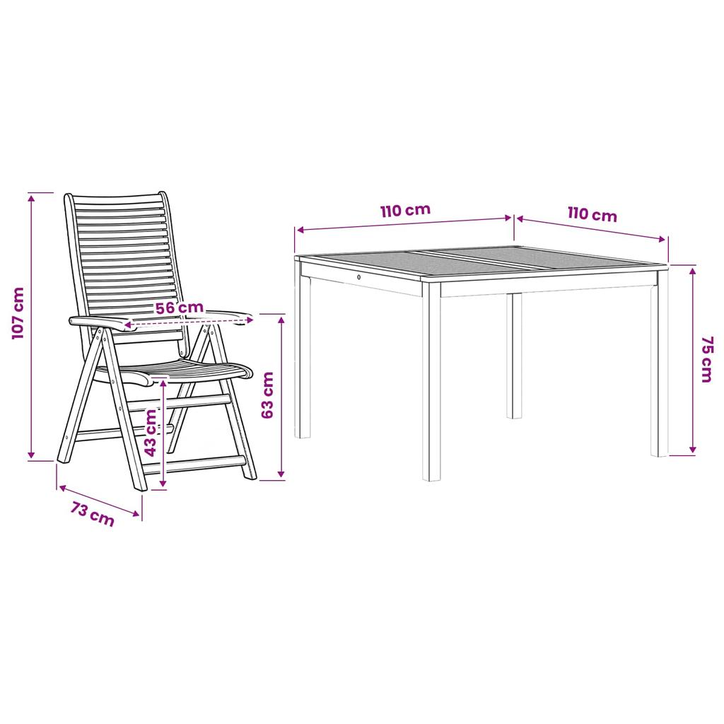 Garden Dining Set 5 pcs Brown Solid Acacia Wood