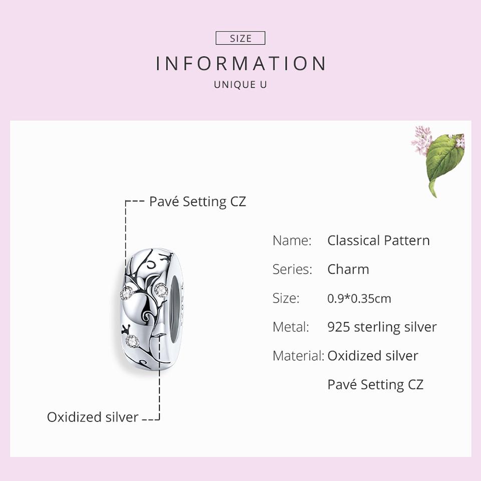 Bamoer Classical Pattern Charm Fit Original Bracelets & Bangle 925 Sterling Silver Fine Jewelry