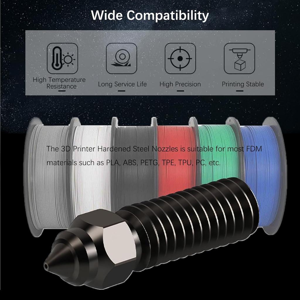 Creality Official K1/K1 Max Nozzle Kit Brass/Hardened Steel 6PCS Nozzles High Temperature Resistance for Ender 3 V3 KE/CR-10 SE