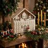 Wooden Christmas Advent Calendar House with LED Lights 24 Storage Drawers Pre-Installed Battery Xmas Countdown Decor Night Light Gift
