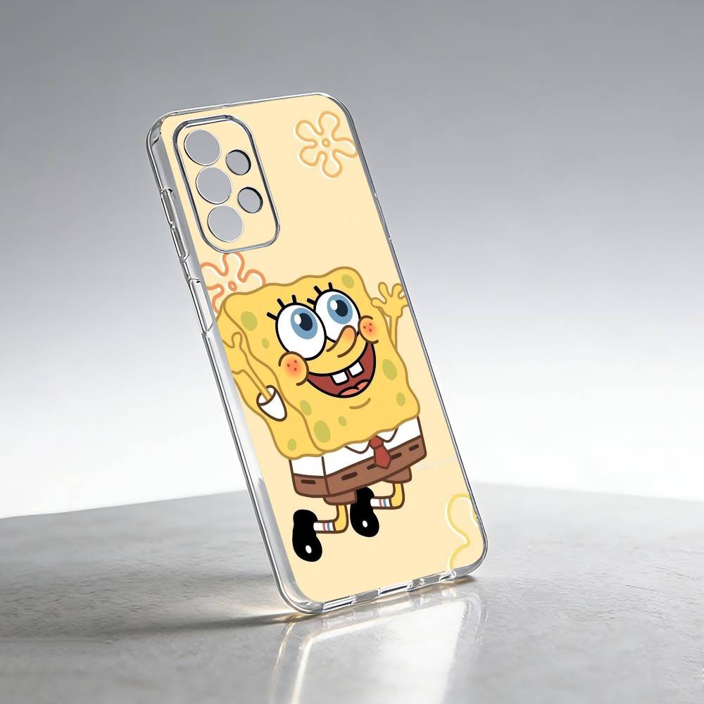 Cartoon Classic S-spongebobs Phone Case Transparent Silicone Soft For Samsung S25,S24,S21,S22,S23,S30,Ultra,S20,Plus,Fe