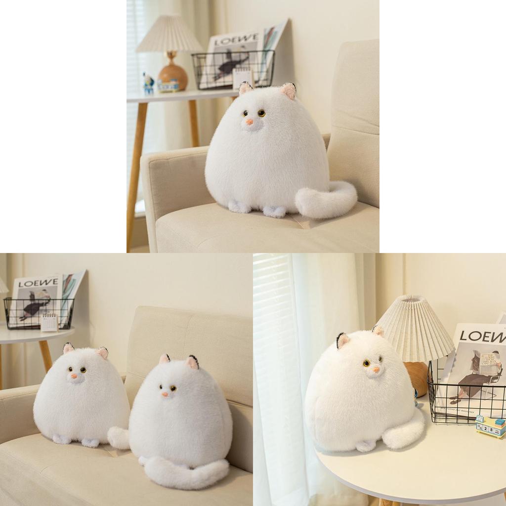 Peluche Gatto Persiano Bianco con Morcida Imbottitura in Cotone per Bambine e Bambini Regalo