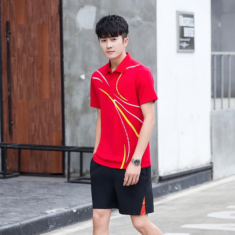 Summer Sports Set: Men's and Women's Lapel Short Sleeve Shorts for Fitness & Running