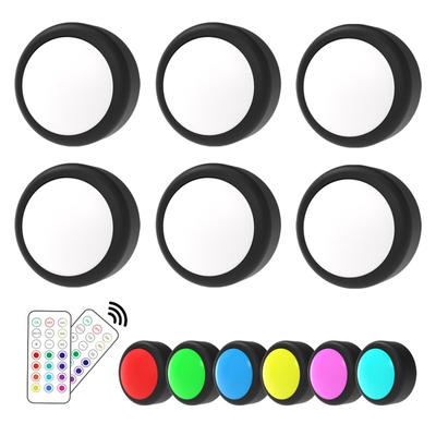 6PCS Puck Lights with Remote Control Under Cabinet Lights LED Color Changing Closet Light Battery Operated Under Counter Lights Stick-On Light