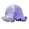 Handmade Crochet Bucket Hat for Woman Teen Outdoor Commute Fisherman Hat Ruffled Brim Winter Windproof Carnival Hat