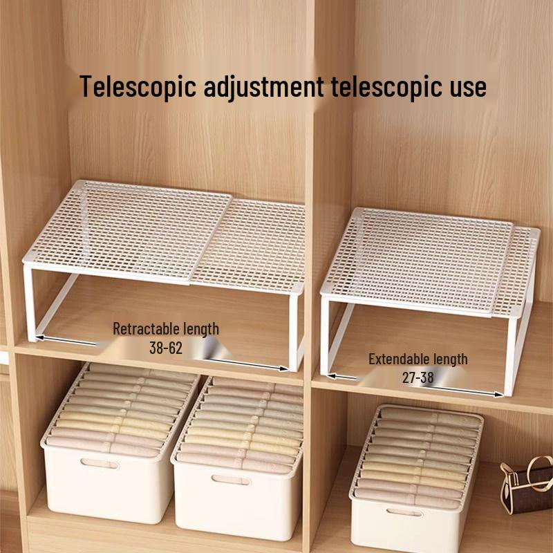 Expandable Wardrobe and Kitchen Organizer: Layered Shelves, Closet Dividers, Shoe Rack, and Gadget Storage