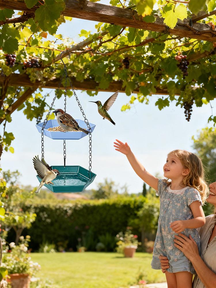 Yard Wild Birds Feeder Outside Birdbath Feeding Tray for Hummingbird Robin Bluebird Garden Backyard Patio Bird Bath for Outside
