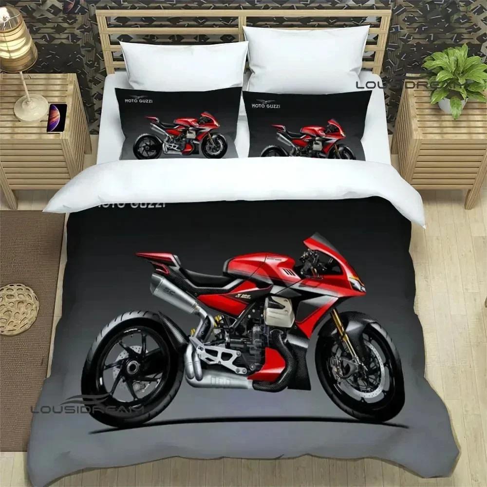 Luxury New 3D Print Guzzi Motorcycle Bedding Sets Exquisite Bed Supplies Set Duvet Cover Bed Bedding Set Luxury Birthday Gift