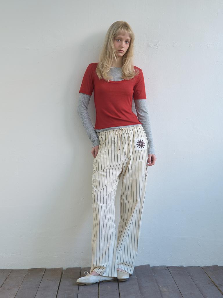 KIJUN Layered Jersey Top Red