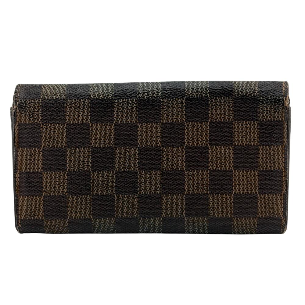 LOUIS VUITTON N61734 Coin case Damier Ebene leather Portefeiulle Sarah Purse Brown leather unisex Used