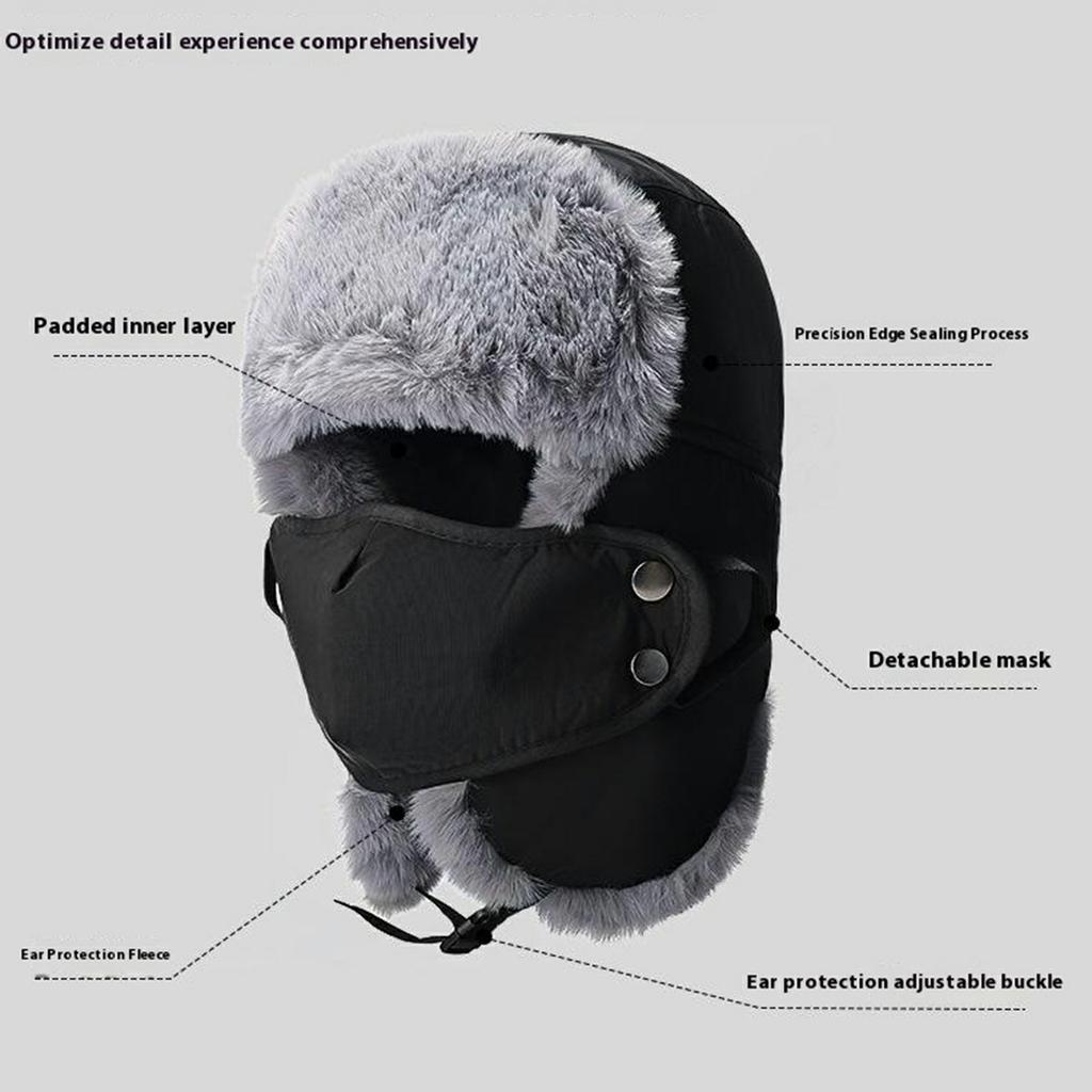 Winter Trapper Hat Thick Fleece Lined Ear Flap Windproof Cap for Men Outdoor Cycling/Hiking