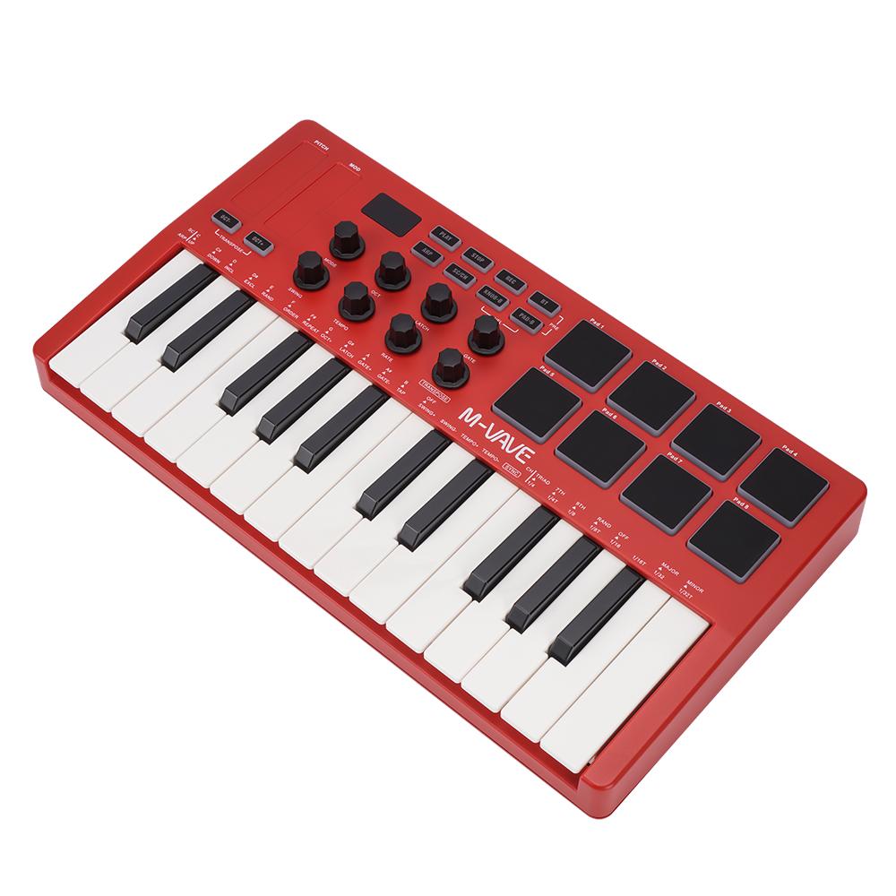 SMK-25 Key MIDI Controller W/8 RGB Pads/8 Assignable 360°knobs/Bluetooth 5.0/USB-B Type Interface/2000mAh Battery Powered