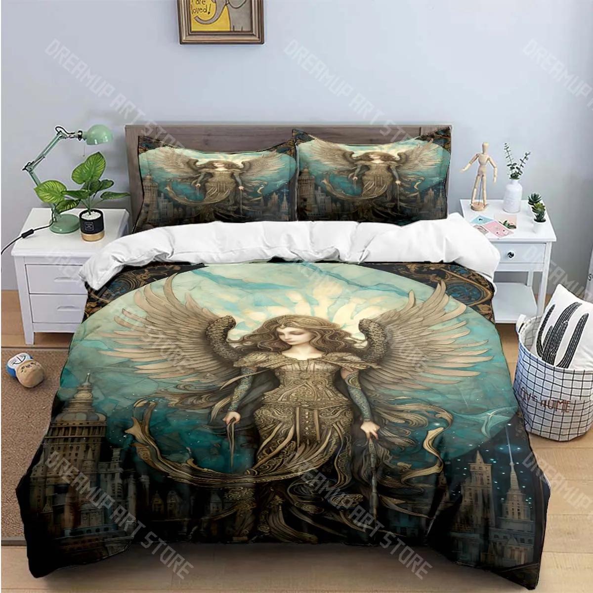 Magnifiques parures de lit imprimées ailes d'ange magnifique ensemble housse de couette ensemble couette lit ensemble de literie cadeau d'anniversaire de luxe EU Single 90x200cm