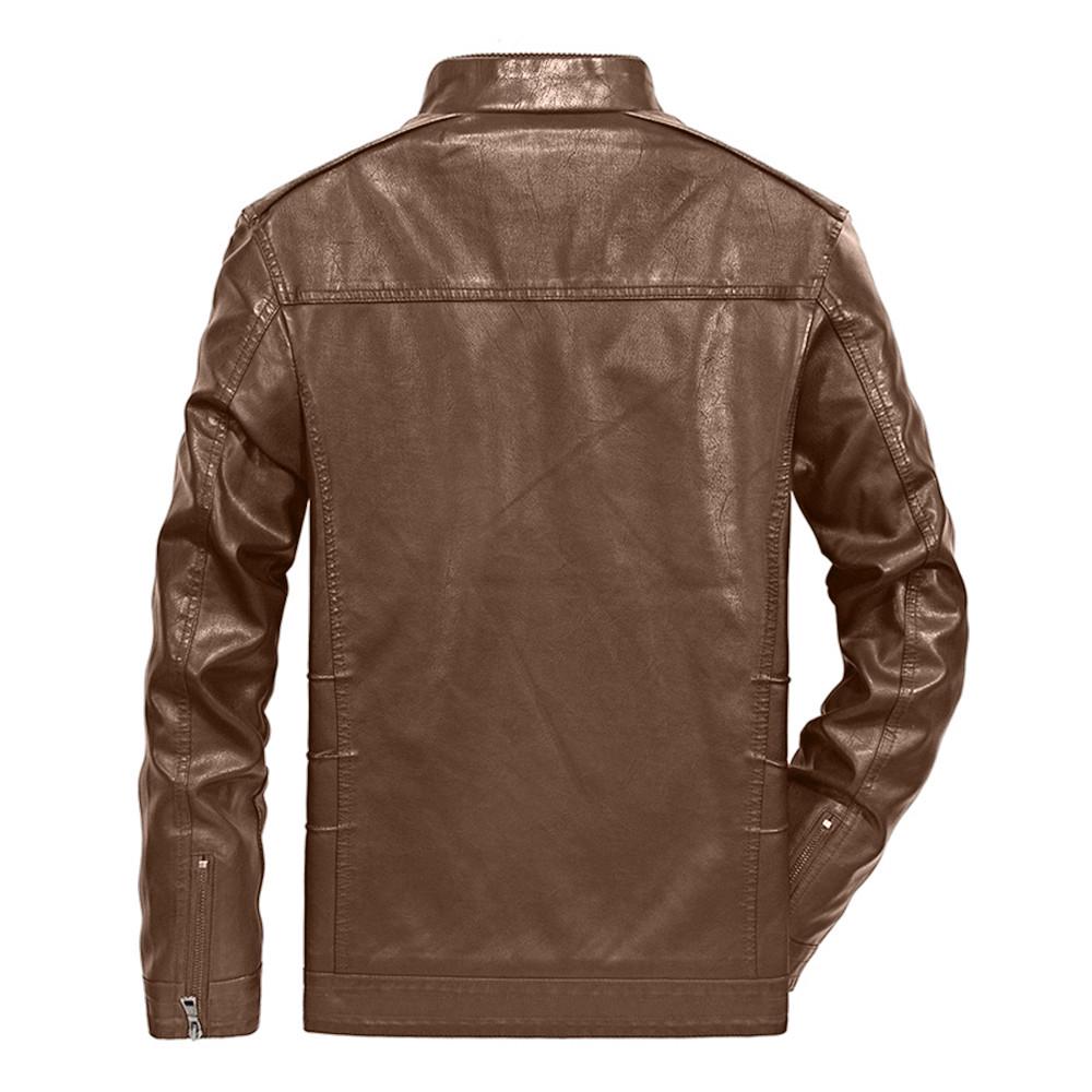 Modna męska zimowa codzienna kurtka termiczna ze skóry z kieszeniami i guzikami, płaszcz wierzchni