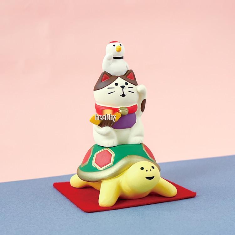 Japanese Zakka Spring Festival Cat Resin Ornament – Cute Miniature for Home Décor or Photography