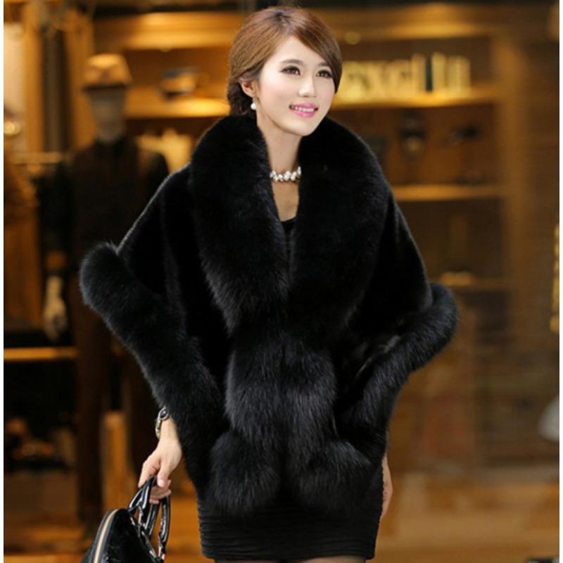 Artificial Imitation Fur Coat Women's Medium and Long Imitation Mink Hair New Imitation Fox Fur Collar Shawl