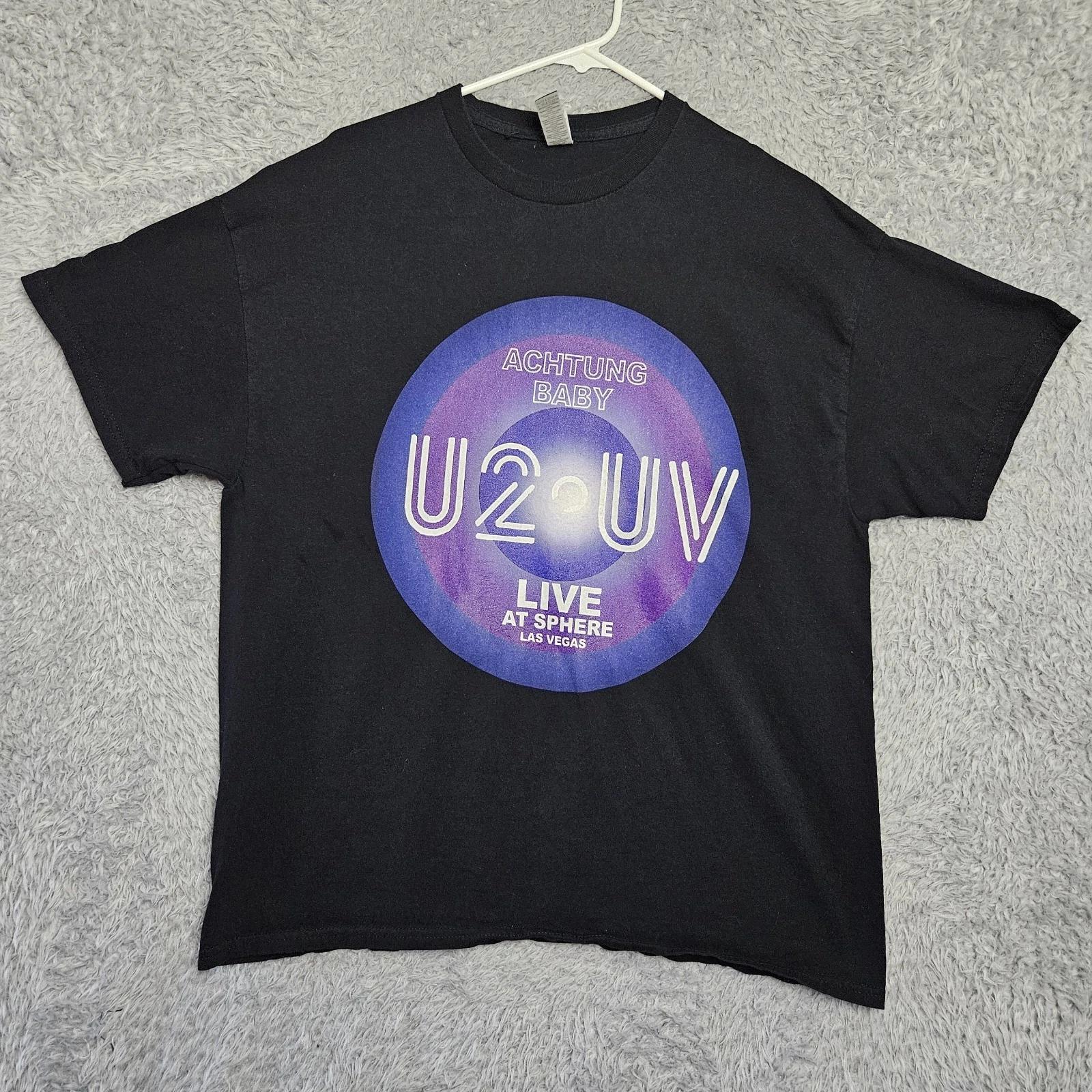 U2 Band 100% Cotton T-shirt Mens Tees Top XL Live at Sphere Las Vegas Gildan Heavy Cotton Black *Dots L