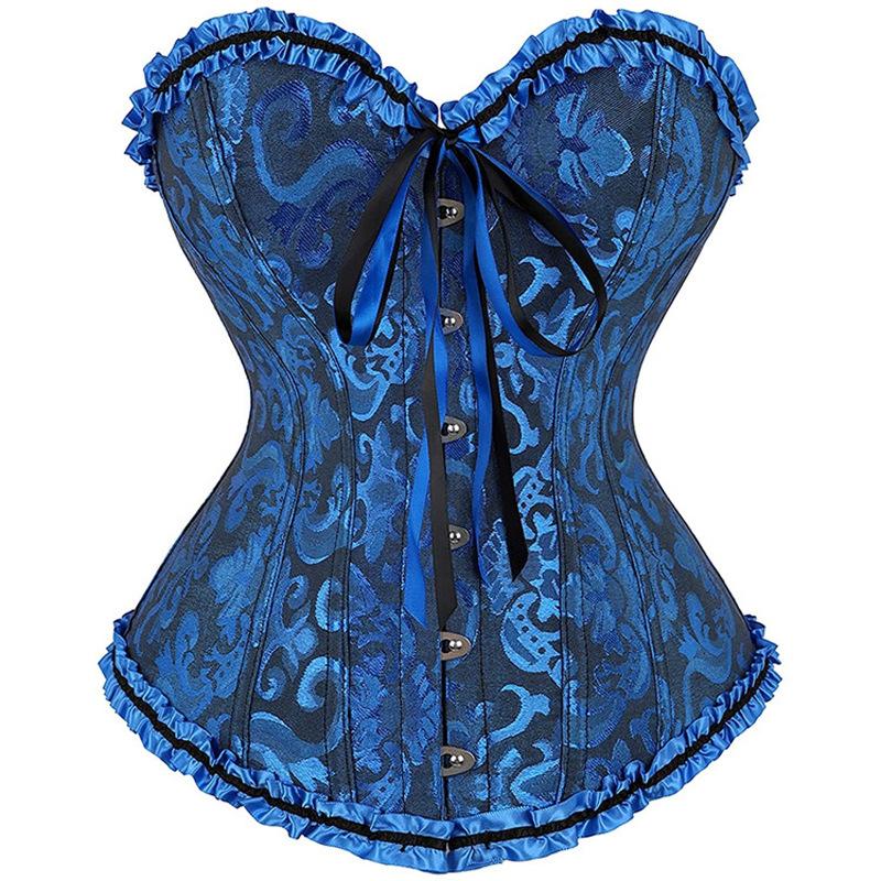 Retro Jacquard V-Ausschnitt Taillenformer Vintage Korsett Shapewear Taillentrainer