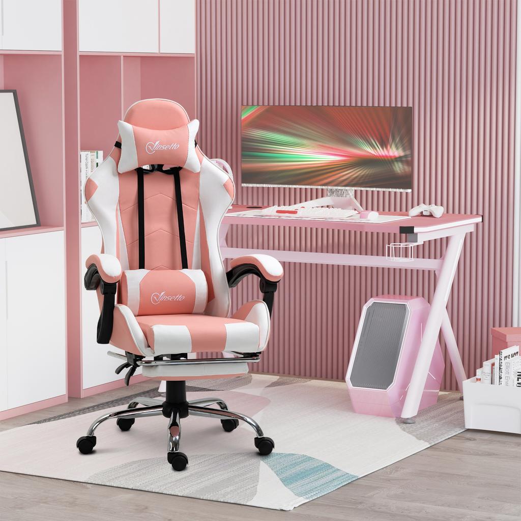 Gaming Chair Ergonomic Office Chair with Headrest, Massage Lumbar Cushion, Footrest, Rotating Gamer Chair PC Chair with Connected Armrests