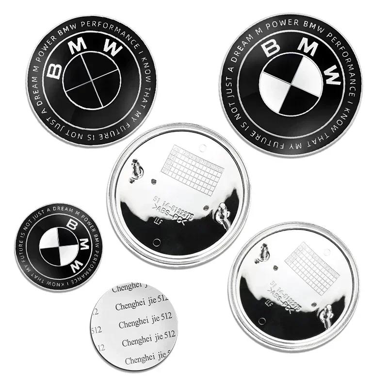 1ks Všechny černé 45mm 74mm 82mm zadní znaky kufru přední znak na kapotu a kufr znak na volant pro BMW M E46 E53 E90 E84 E93 F20 X3 X5 X6