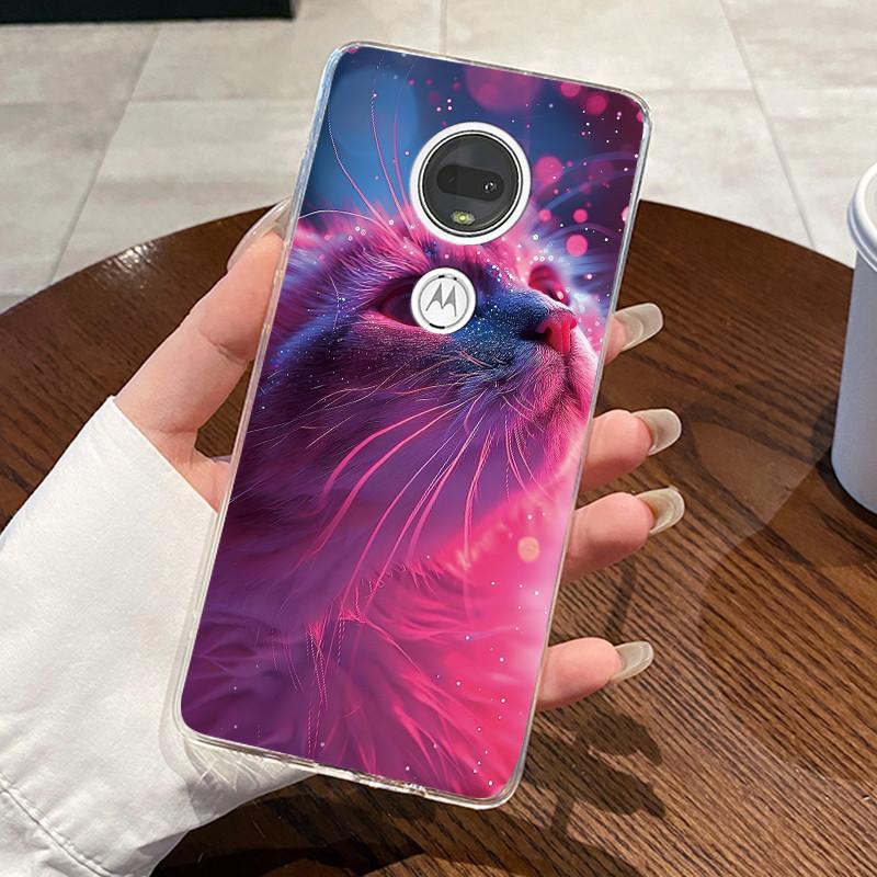 Żelowe Etui Do Motorola Moto G7 Plus/Moto G7 Play /Moto G7 Power Fundas Przezroczyste Silikonowe Miękkie TPU Pokrowiec Uroczy Kot Ochronne Etui