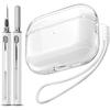 EQD AirPods Pro 2 Kılıfı Şeffaf, Temizleme Kiti ve Anahtarlık ile, Beyaz