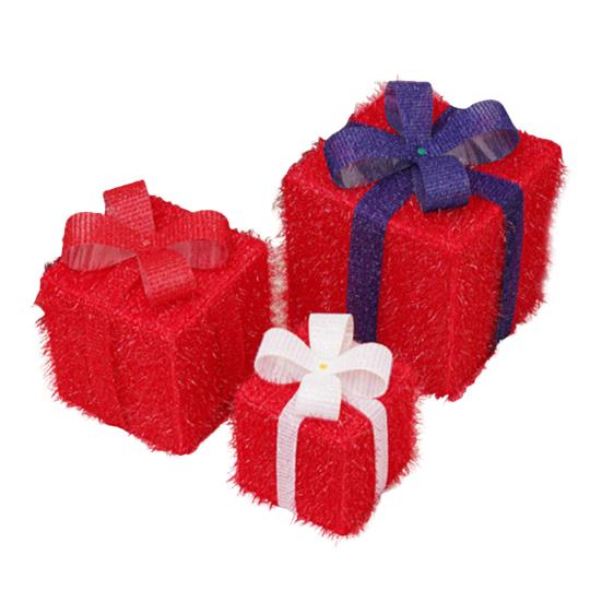 Christmas Light Gift Box Ornaments Set Holiday Cheer Glowing Lights Festive Holiday Tabletop Mantel Party Decor for Indoor Outdoor