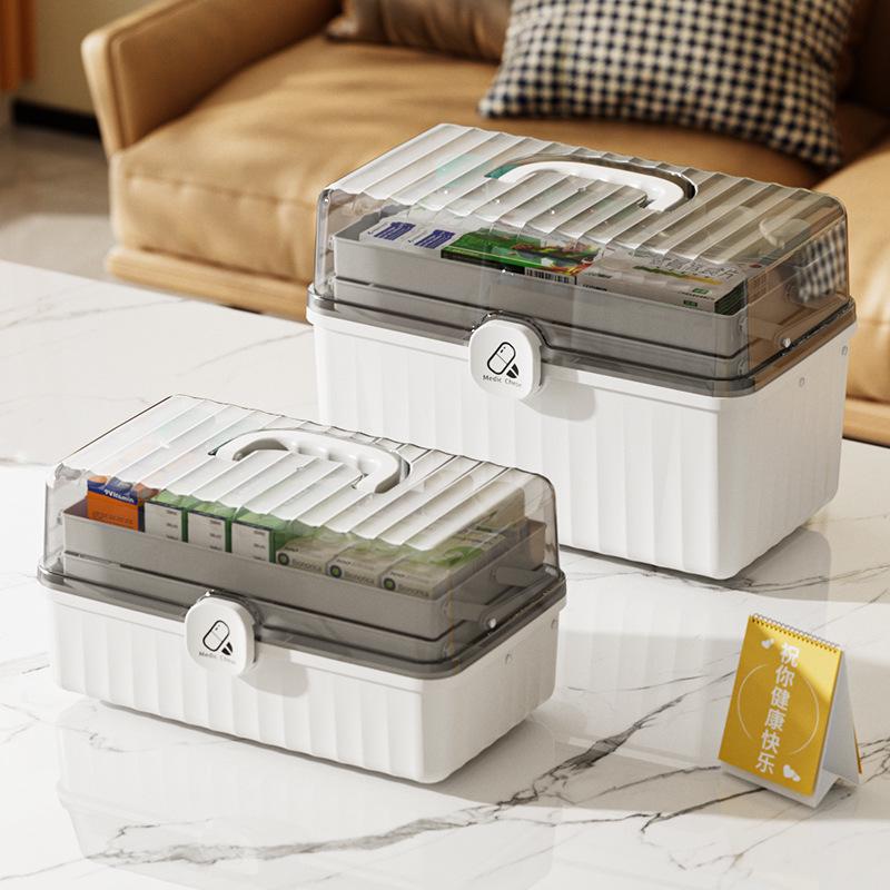 Multi-Layer Portable Medicine Box - Large Capacity First Aid & Epidemic Prevention Storage