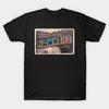 Men Black Print T-shirt Hawkins Stranger Things Vintage Postcard No-Cut Transfer Paper Print Cotton Tshirt