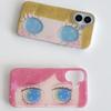 Phone Case for Samsung Galaxy S25 S24 S23 S22 S21 FE Ultra Plus 4G 5G Feather Texture Back Cover Kawaii Cute Black Big Eyes Cool