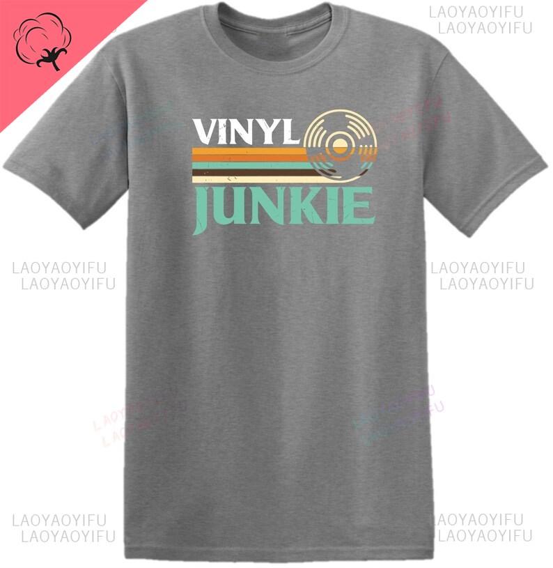 Vinyl Junkie Ventilate Graphic Tshirt Mens Music Lovers LP Records DJ Turntable Vintage Design Music Collector Gift Tee Tops