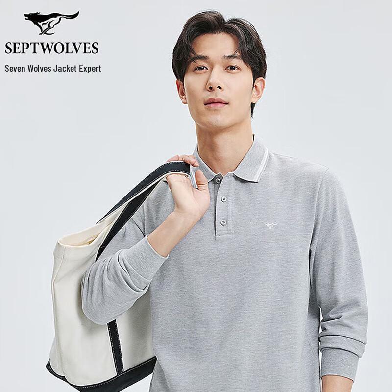 

SEPTWOLVES Men s Long Sleeve Cotton POLO Shirt