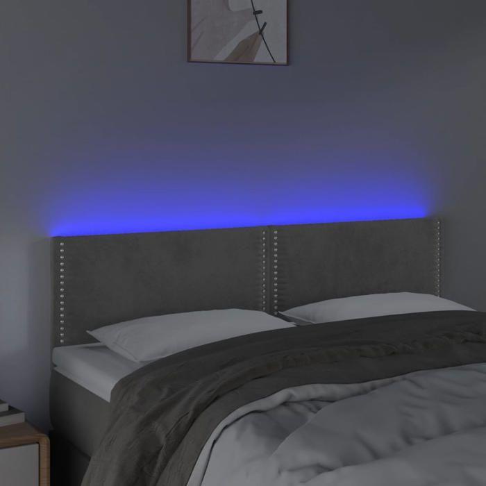 VidaXL Tête de Lit à LED Meuble de Chambre à Coucher Accessoire de Lit Double Tête de Cadre de Lit Intérieur Gris Clair 3121520