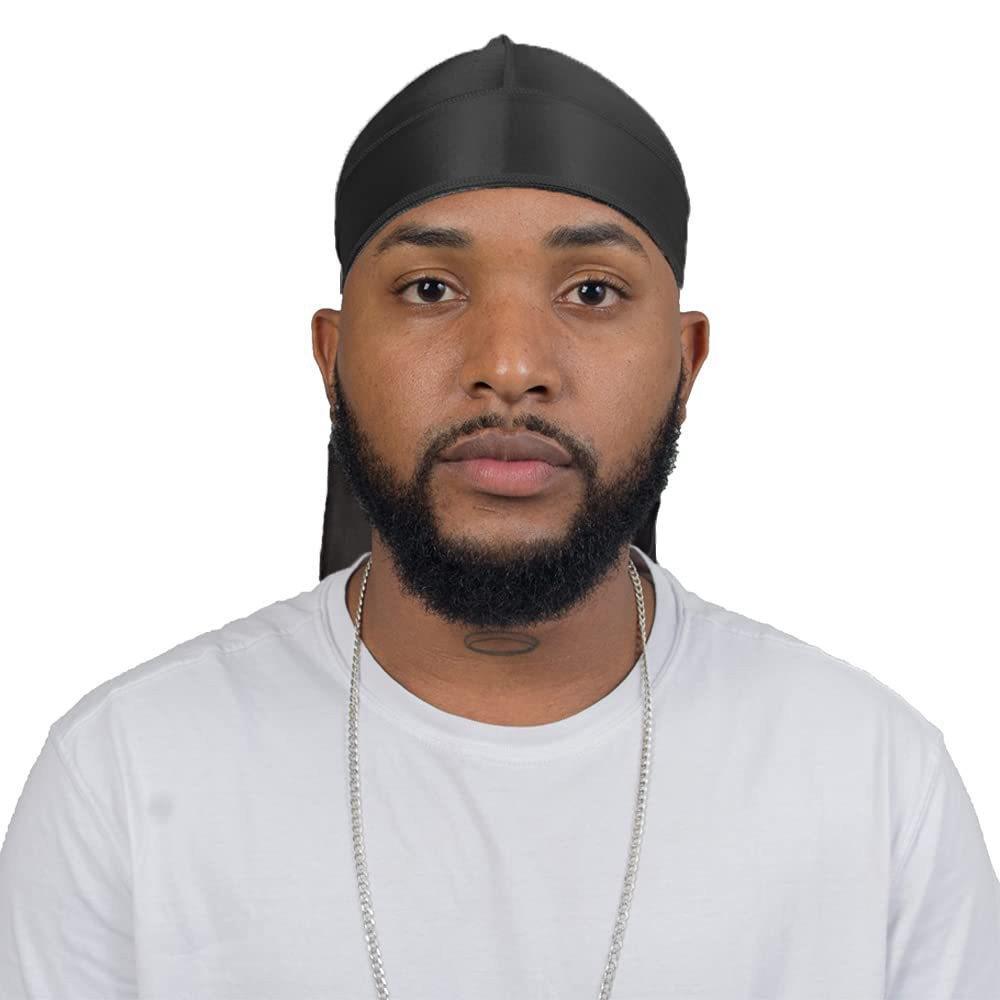 New Satin Leopard Print Pirate Hat - European & American Hip Hop Elastic Head Wrap with Long Tail for Men