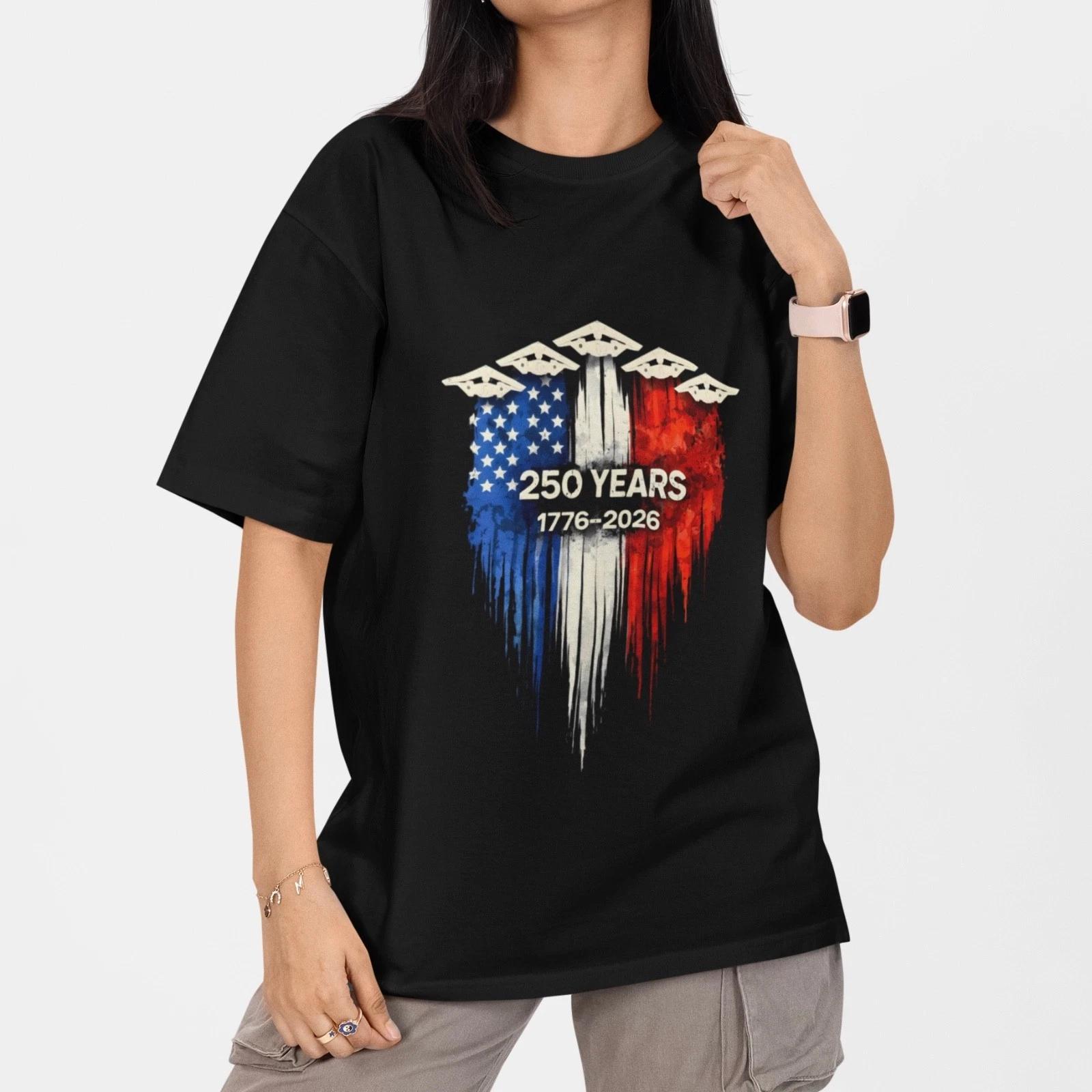 USA 250 Years T-Shirt 1776-2026 Patriotic American Flag Graphic Tee XS