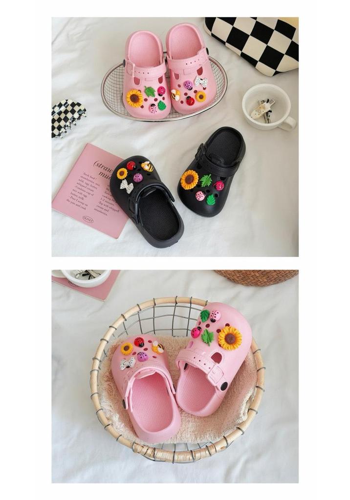 DIY Crocs Decoration Kit: Detachable Cartoon Buckles with Cute Sunflower & Ladybug Designs for Kids