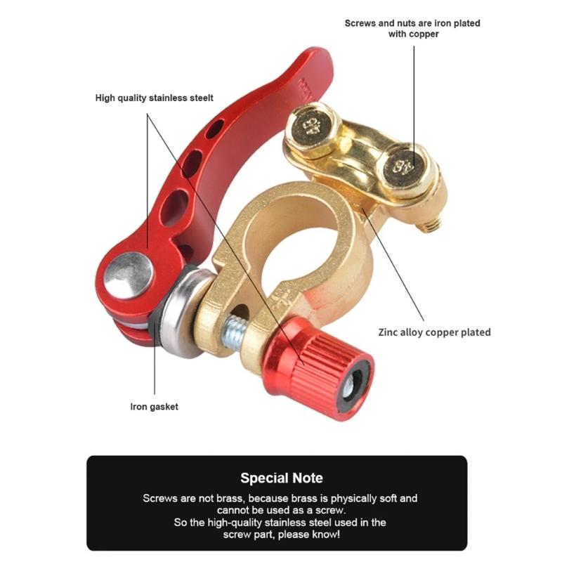 High Conductivity Copper Battery Terminal Clamps with Spring Loaded Clamping for Automotive Electrical Connections 2pcs