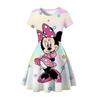 New Mickey Minnie Christmas 2D Printed Short Sleeve Dress Fashion Girls Princess Dress