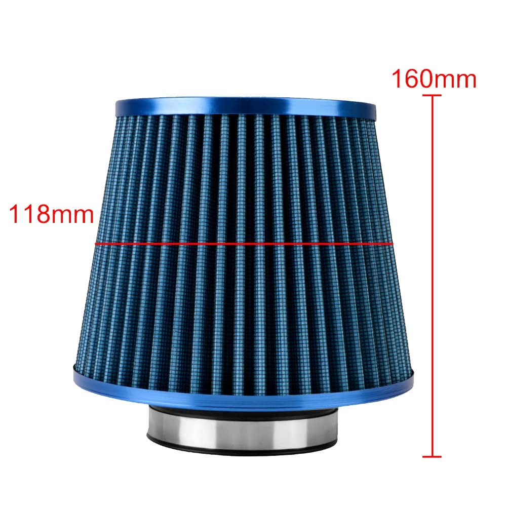 Roisin 76Mm Air Filter, Mushroom Head Filter, Exhaust Filter, Intake Filter, Universal Car Accessory, Red