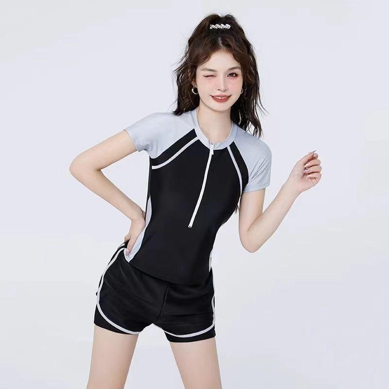 Swimsuit summer 2025 adult foreign style one-piece swimsuit girls big children fashionable Internet celebrity sunscreen girls swimsuit M【35-42.5kg】