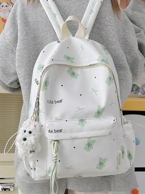 Fresh Cartoon Print Backpack for Women & Students – Cute, Versatile, and Spacious for School or University