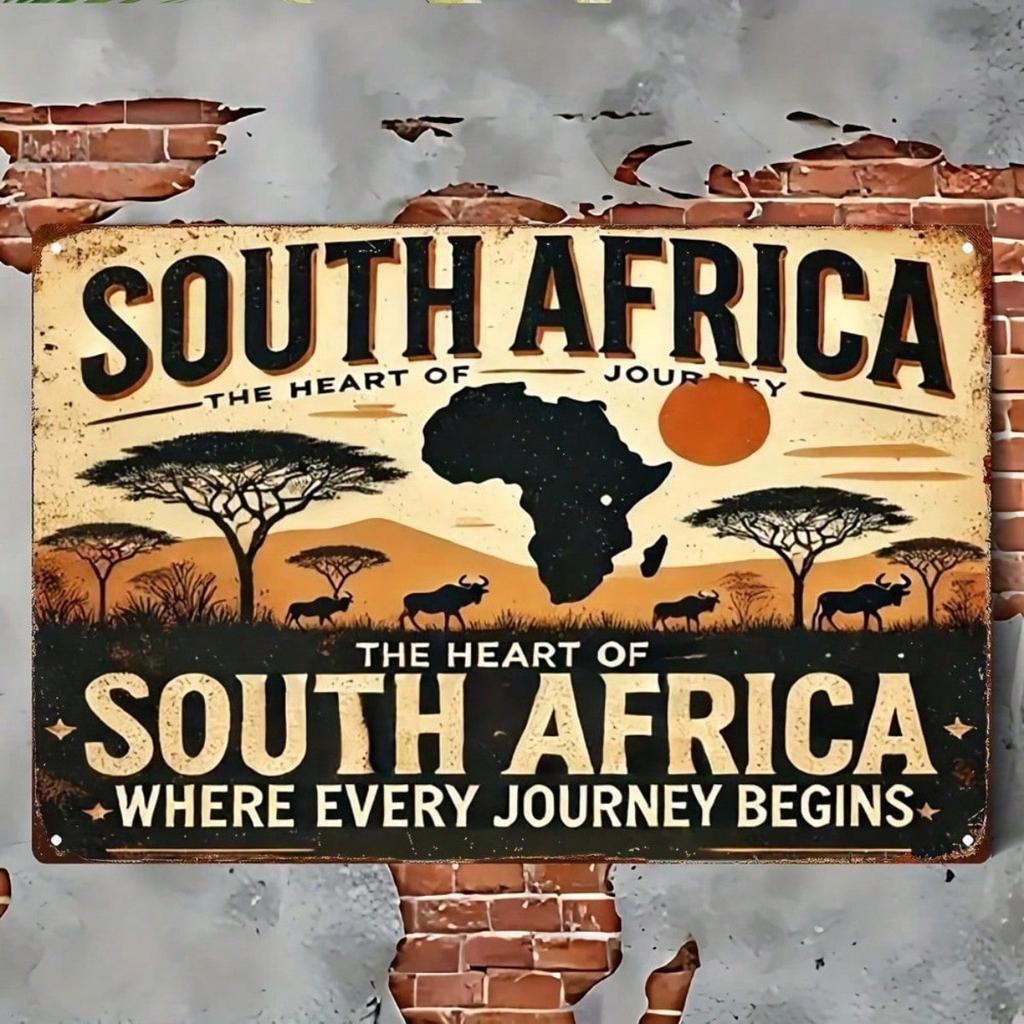 Vintage Easter 8x12 Tin Sign, South African Landscape, Flat Reusable Metal Wall Art for Farmhouse