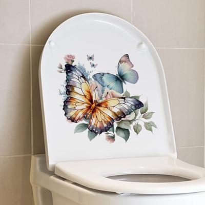 3D Schmetterling Toilettenaufkleber Selbstklebend Wasserdicht Badezimmer Wanddekoration für Toilettensitzbezug Abnehmbar Vinyl Kunst