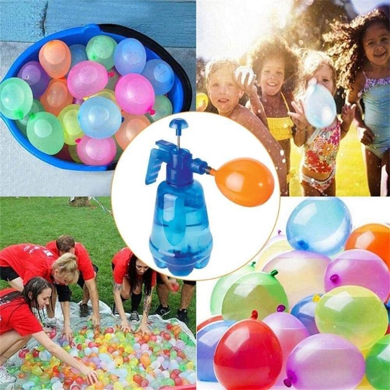 Kids Water Balloon Pressure Sprayer Set Includes 100Pcs Balloon For Outdoor Activities Practical Air Balloon Pump
