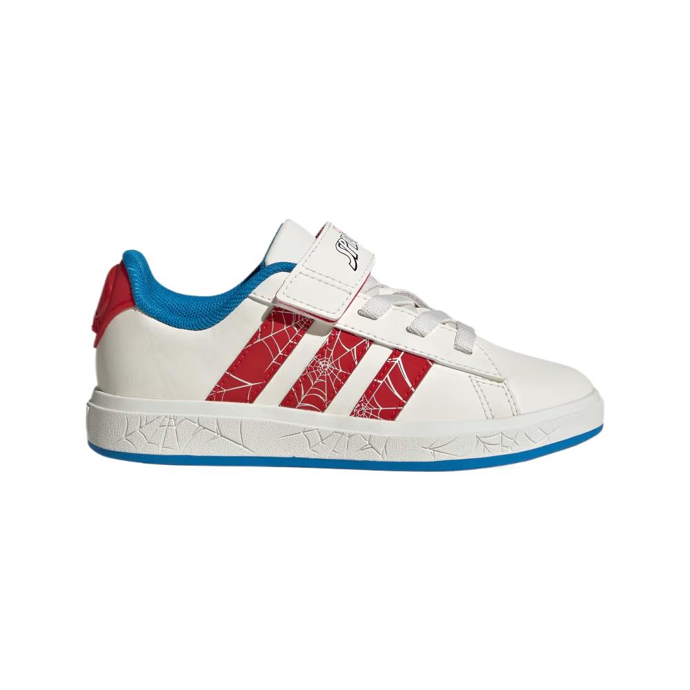 adidas Marvel x Grand Court K Spider-Man - Red Web Stripes Kids Sneakers White Cloud-White Pure-Ruby JS0778